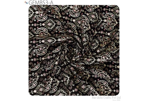 Paisley Embroidery Fabric by the Yard Sewing DIY Crafting Indian Wedding Dresses Embroidery Costumes Home Furnishing Cushion Covers